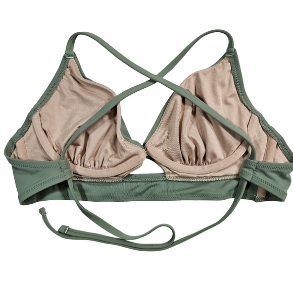 Shade & Shore Underwire Longline Cutout Strappy Bikini Top, Sage Green, 32C - Picture 7 of 13